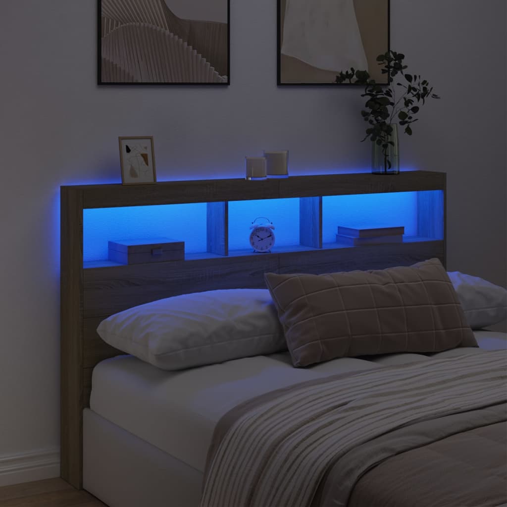 Armoire tête de lit avec LED chêne sonoma 160x17x102 cm - XIOS
