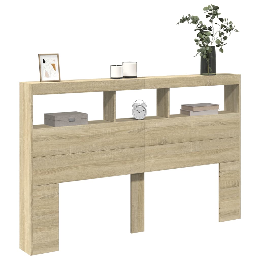 Armoire tête de lit avec LED chêne sonoma 160x17x102 cm - XIOS