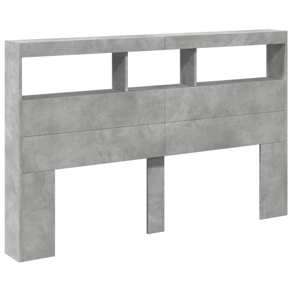 Armoire tête de lit avec LED gris béton 160x17x102 cm - XIOS