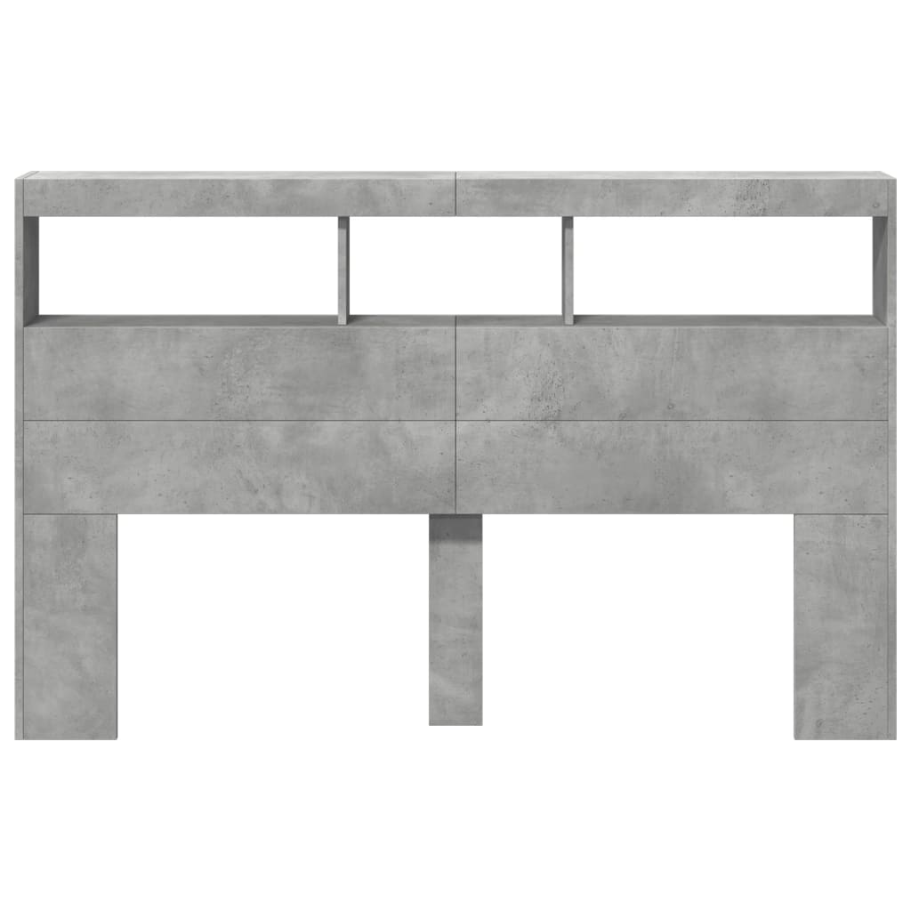 Armoire tête de lit avec LED gris béton 160x17x102 cm - XIOS