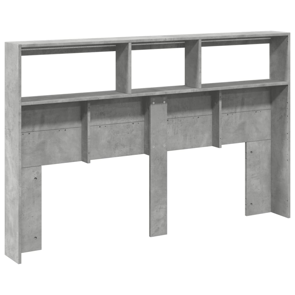 Armoire tête de lit avec LED gris béton 160x17x102 cm - XIOS