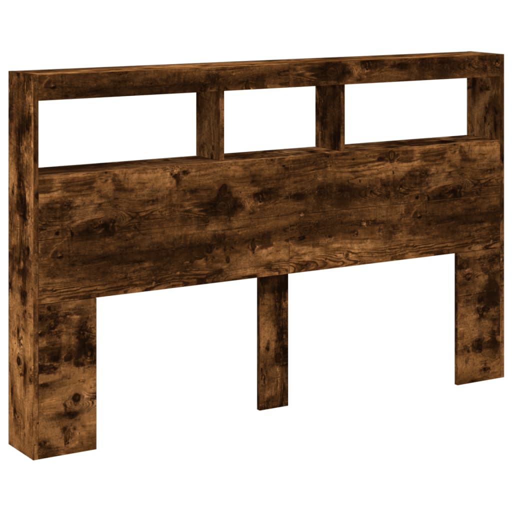 Armoire tête de lit avec LED chêne fumé 160x17x102 cm - XIOS