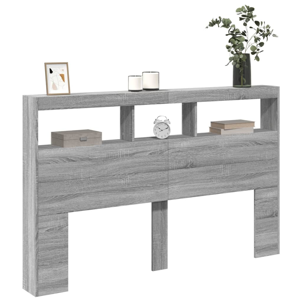 Armoire tête de lit avec LED sonoma gris 160x17x102 cm - XIOS