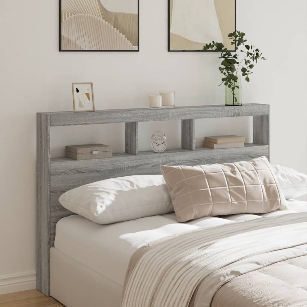 Armoire tête de lit avec LED sonoma gris 160x17x102 cm - XIOS