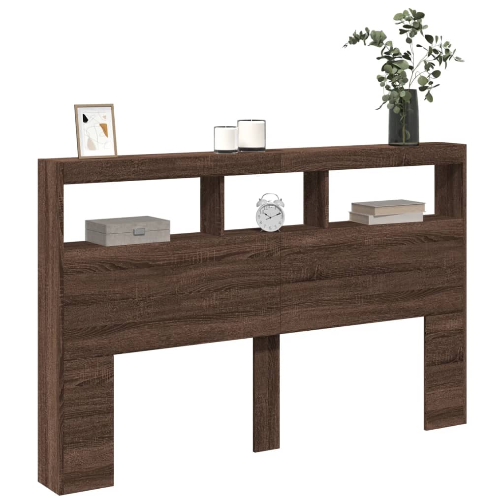 Armoire tête de lit avec LED chêne marron 160x17x102 cm - XIOS