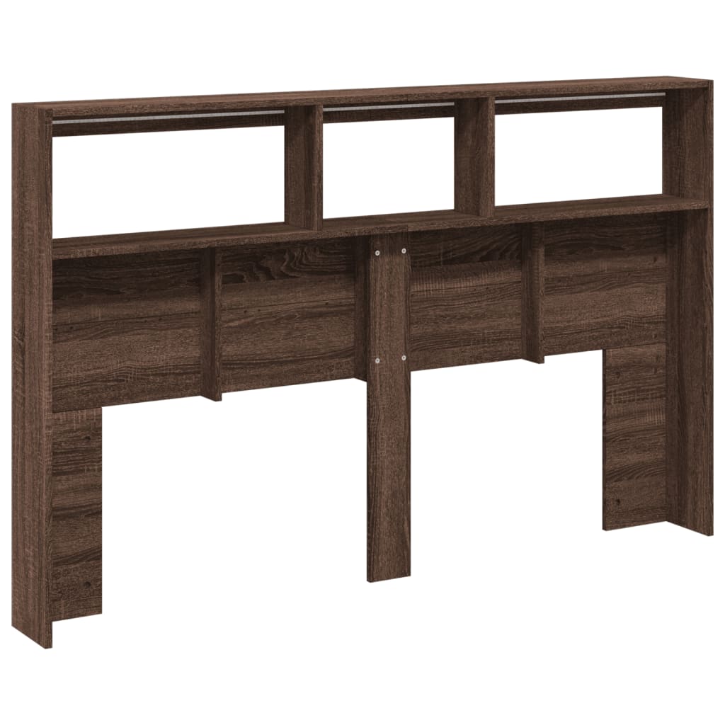 Armoire tête de lit avec LED chêne marron 160x17x102 cm - XIOS