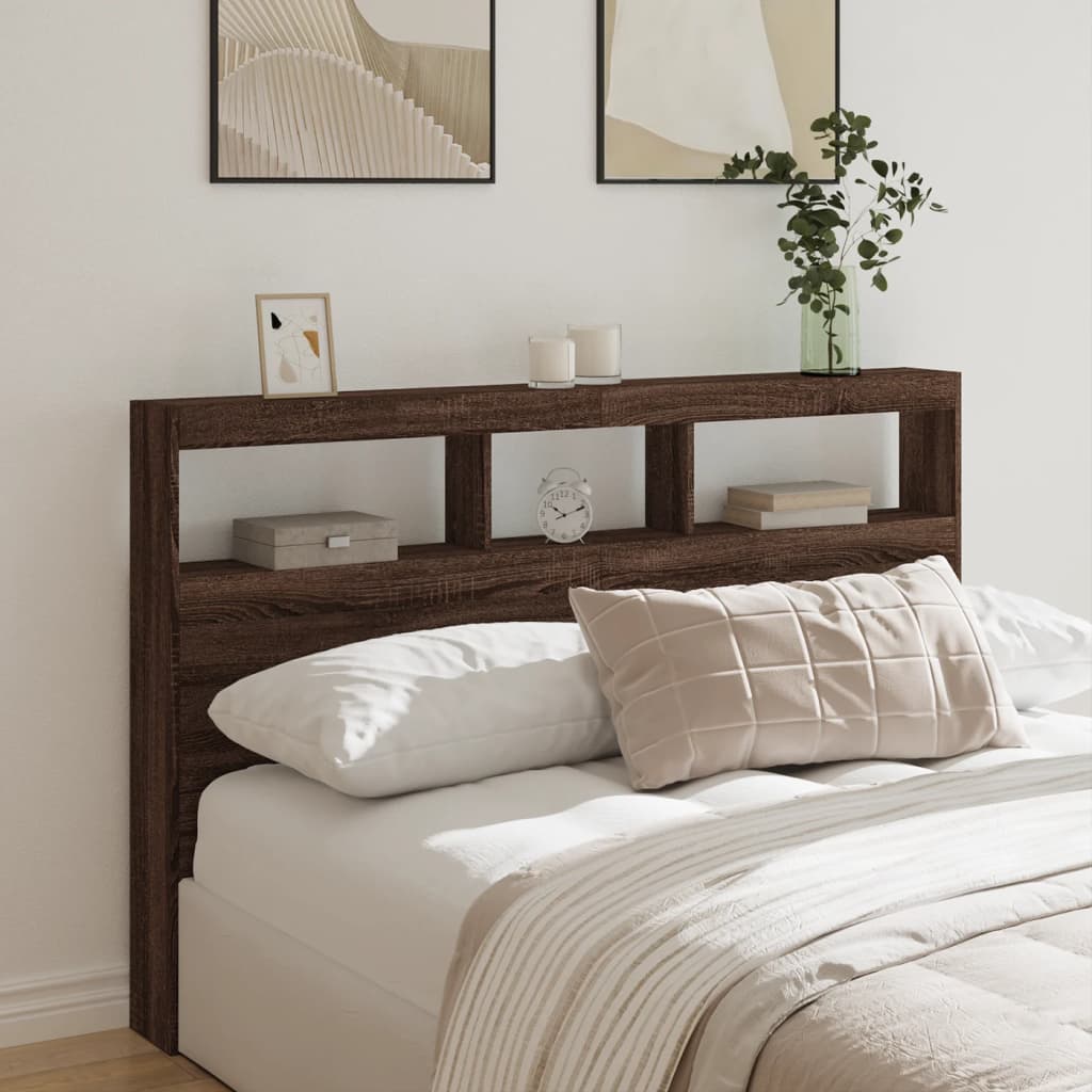 Armoire tête de lit avec LED chêne marron 160x17x102 cm - XIOS