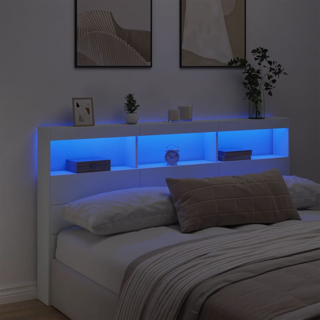 Armoire tête de lit avec LED blanc 180x17x102 cm - XIOS