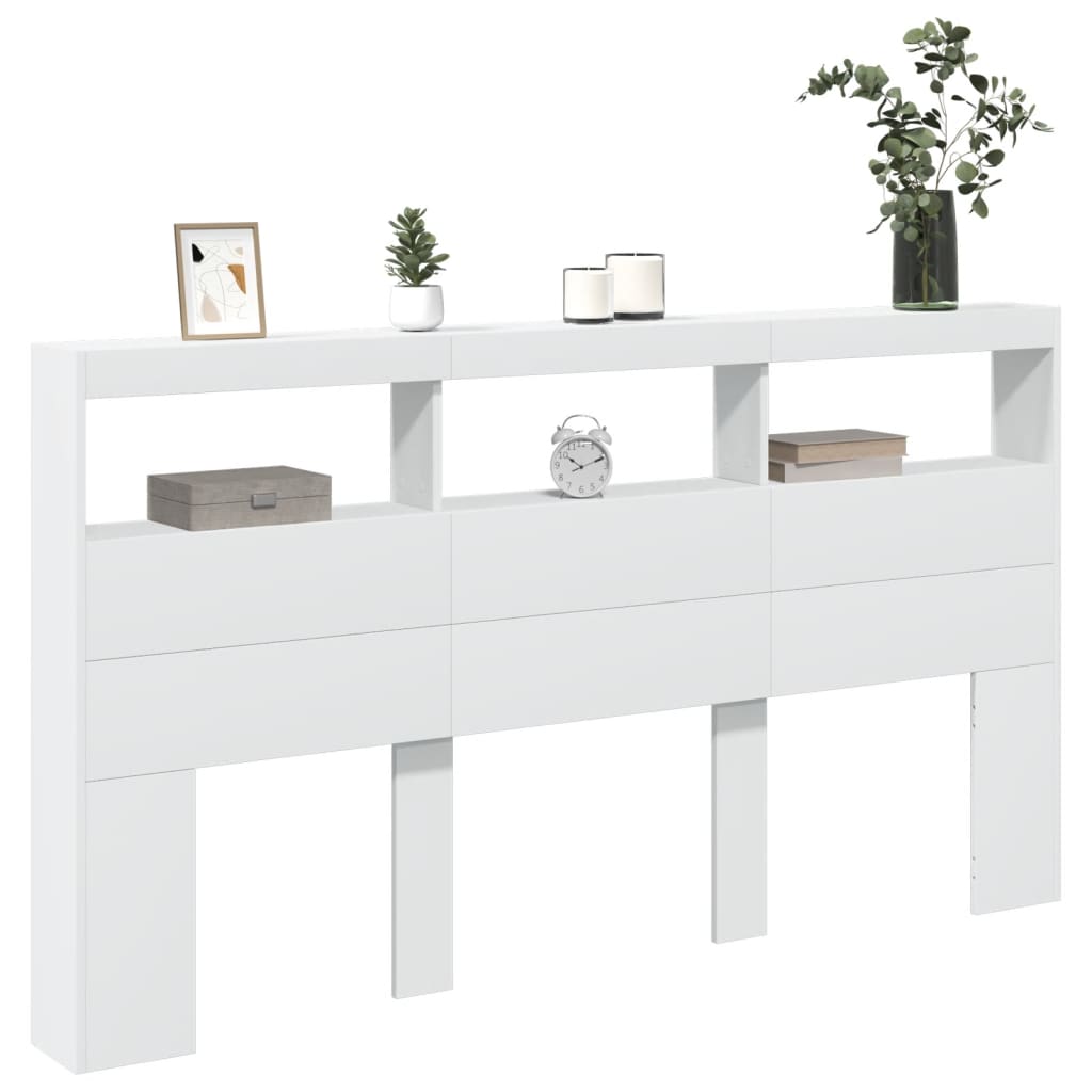 Armoire tête de lit avec LED blanc 180x17x102 cm - XIOS