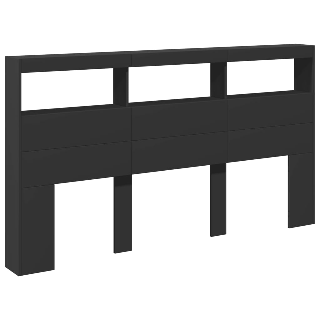Armoire tête de lit avec LED noir 180x17x102 cm - XIOS