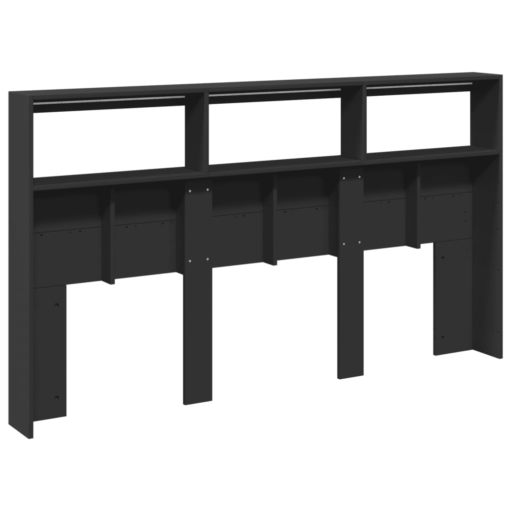 Armoire tête de lit avec LED noir 180x17x102 cm - XIOS