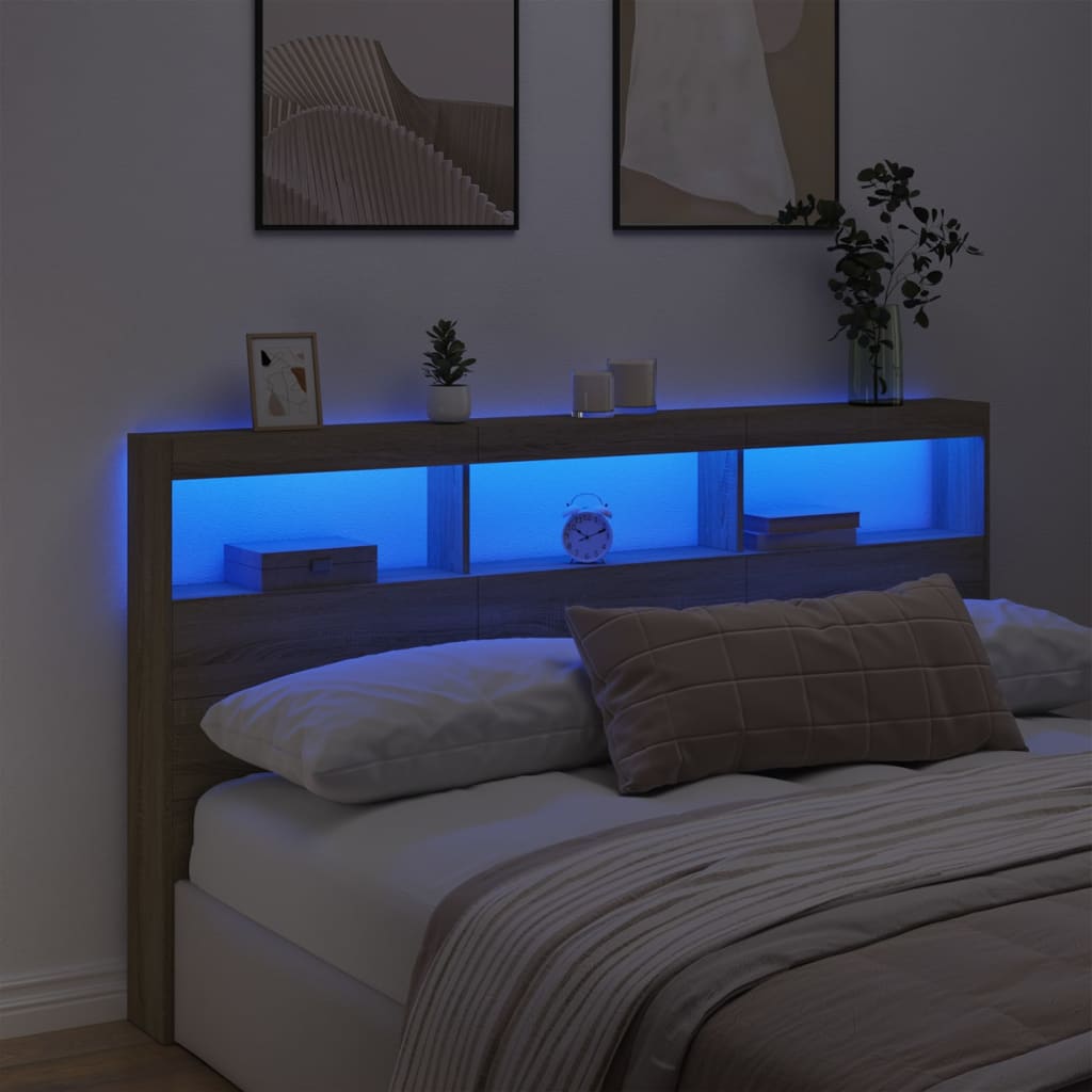 Armoire tête de lit avec LED chêne sonoma 180x17x102 cm - XIOS