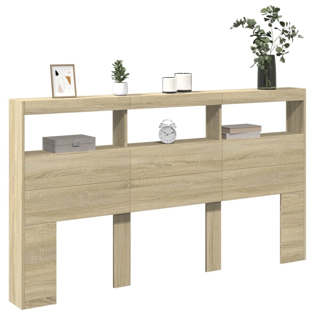 Armoire tête de lit avec LED chêne sonoma 180x17x102 cm - XIOS