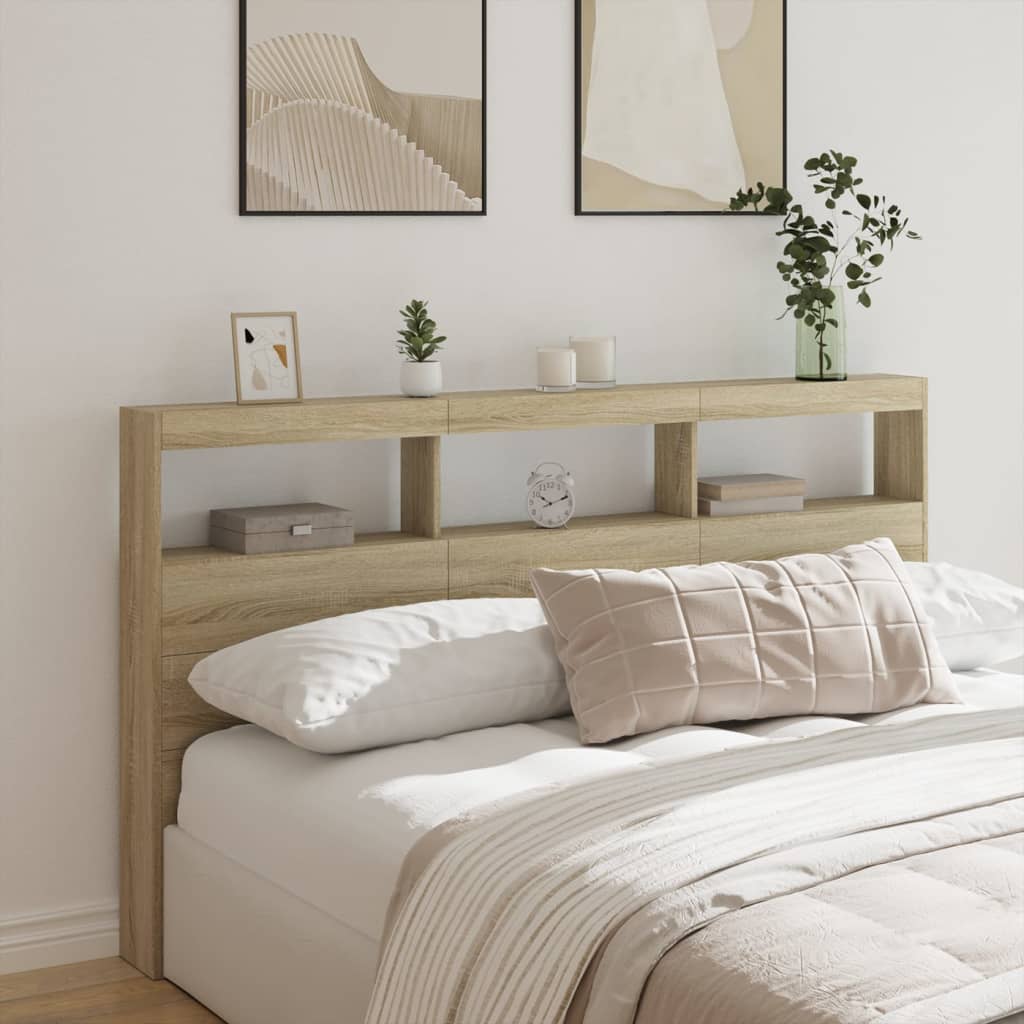 Armoire tête de lit avec LED chêne sonoma 180x17x102 cm - XIOS