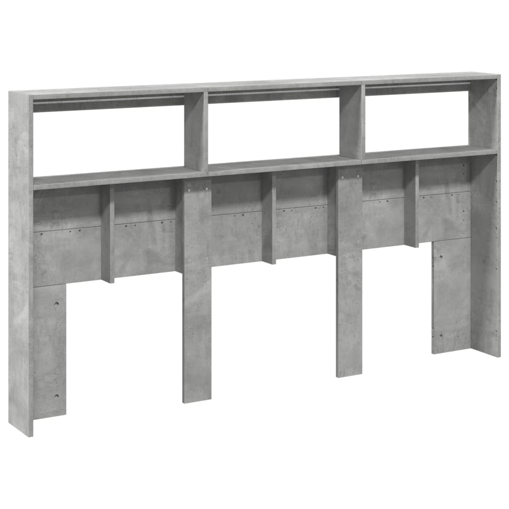 Armoire tête de lit avec LED gris béton 180x17x102 cm - XIOS