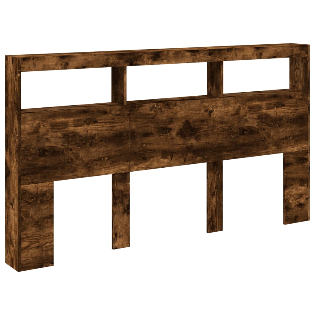 Armoire tête de lit avec LED chêne fumé 180x17x102 cm - XIOS