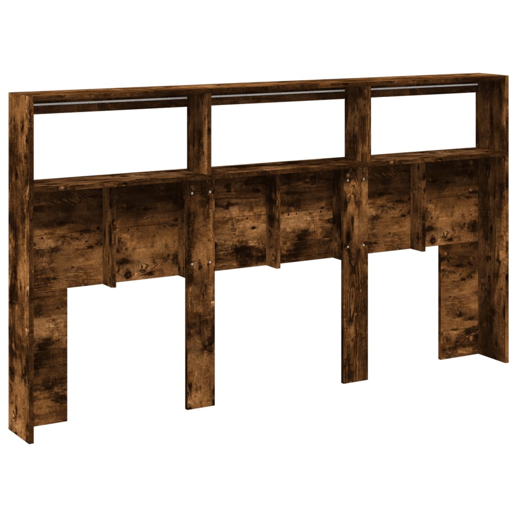 Armoire tête de lit avec LED chêne fumé 180x17x102 cm - XIOS