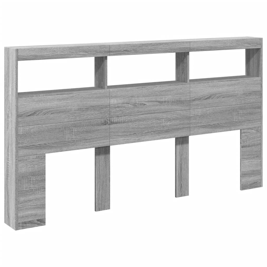 Armoire tête de lit avec LED sonoma gris 180x17x102 cm - XIOS