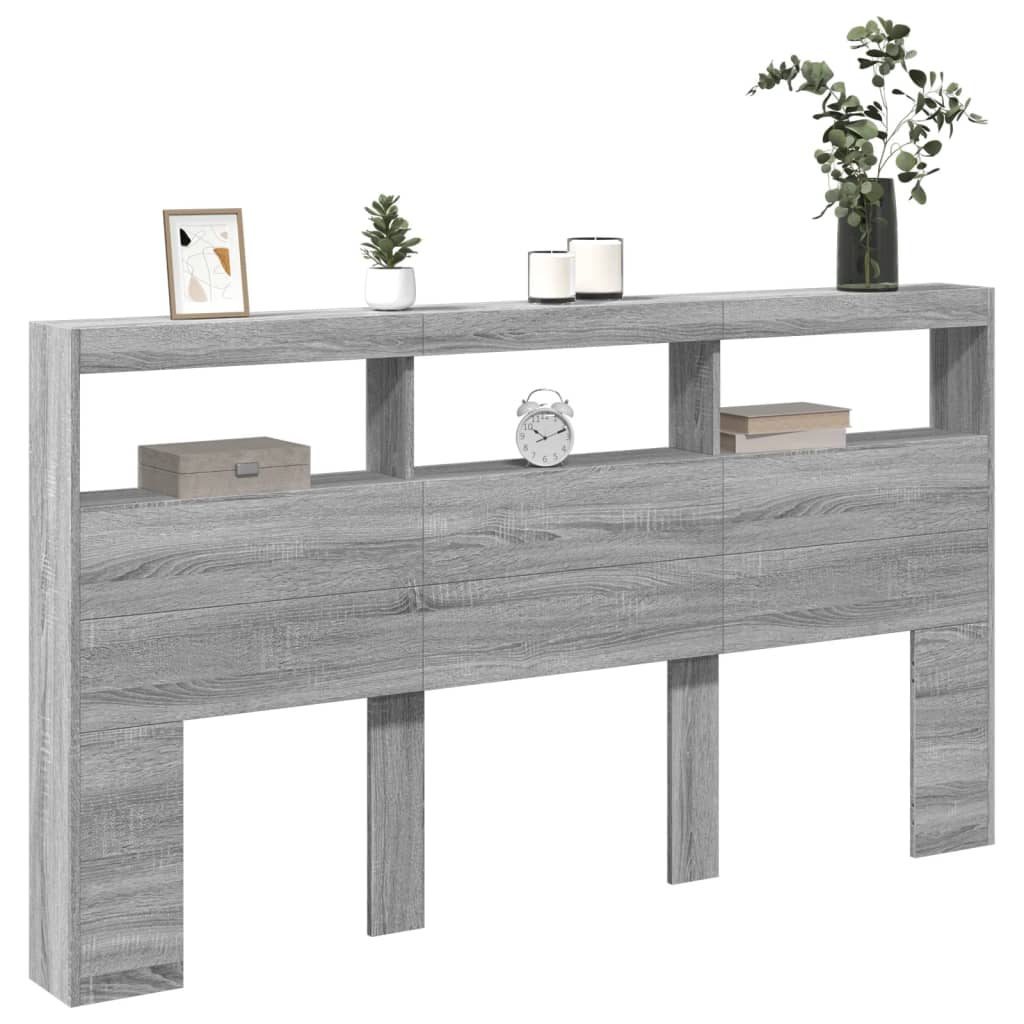 Armoire tête de lit avec LED sonoma gris 180x17x102 cm - XIOS