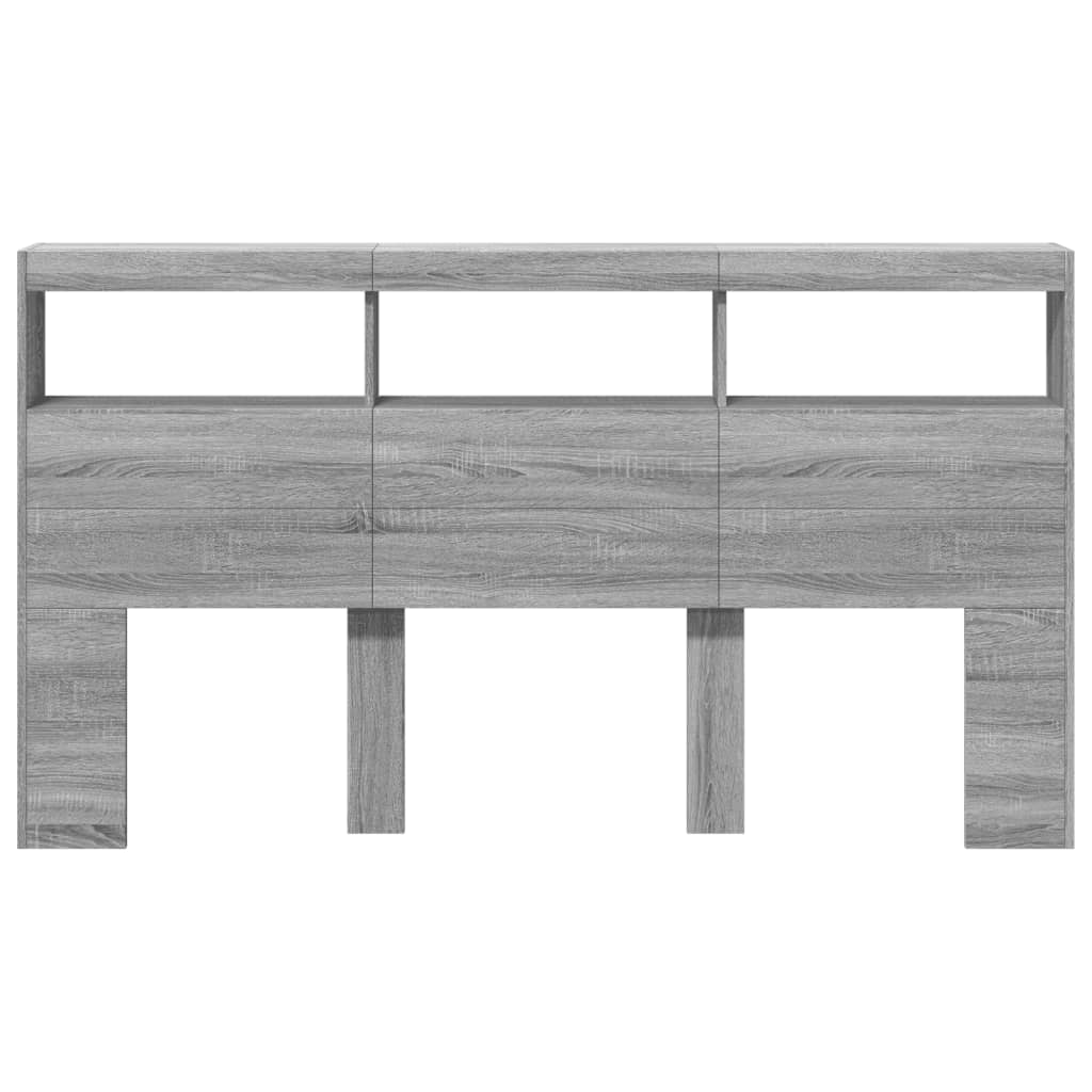 Armoire tête de lit avec LED sonoma gris 180x17x102 cm - XIOS