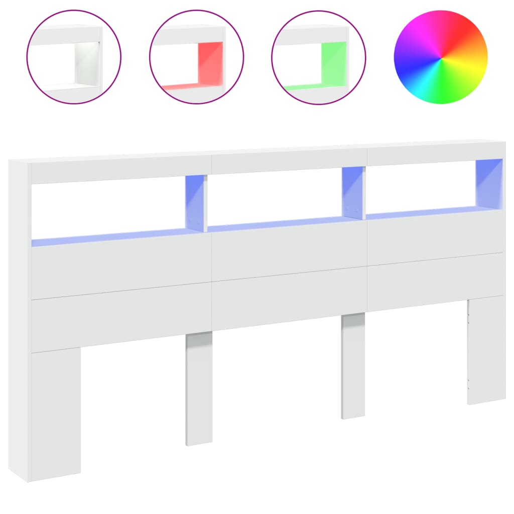 Armoire tête de lit avec LED blanc 200x17x102 cm - XIOS
