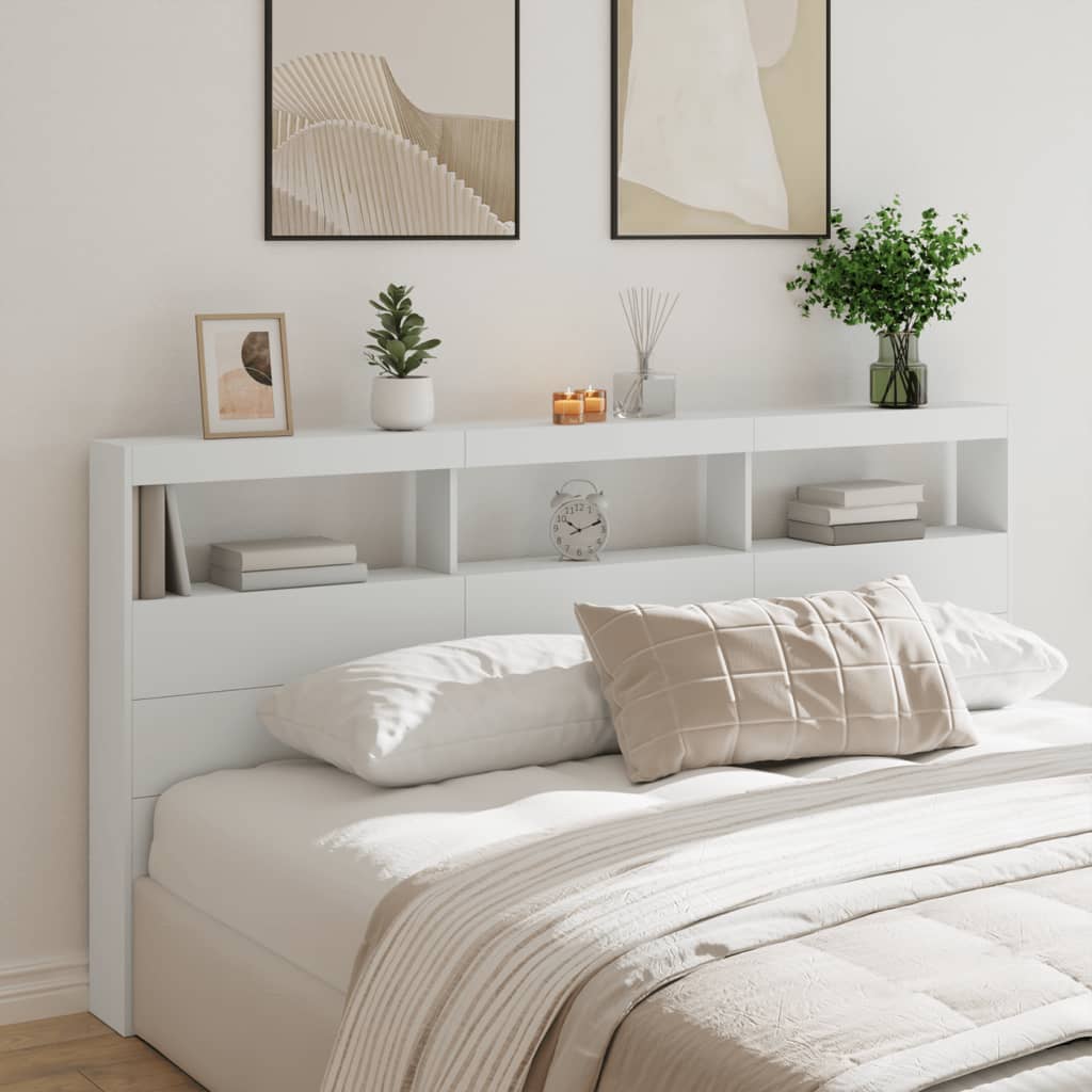 Armoire tête de lit avec LED blanc 200x17x102 cm - XIOS
