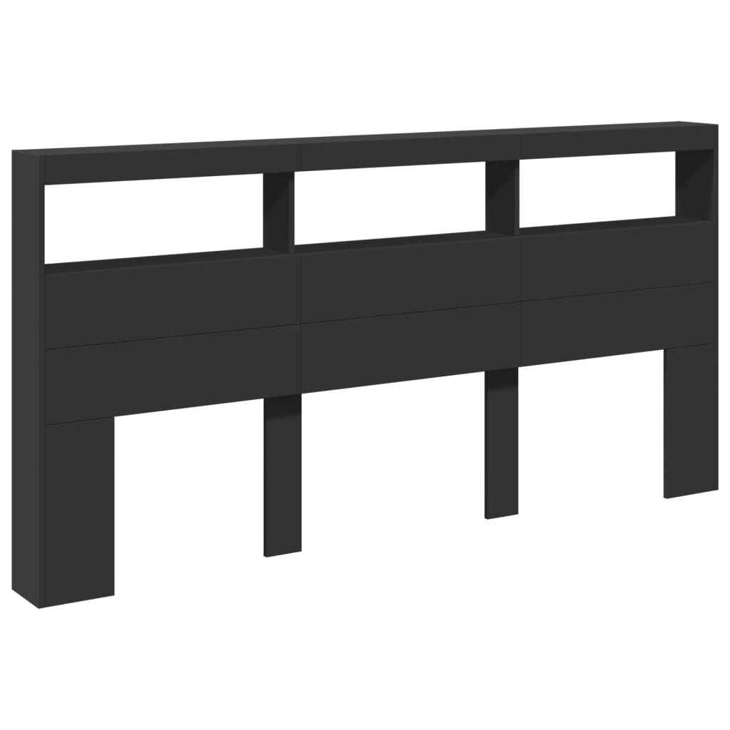 Armoire tête de lit avec LED noir 200x17x102 cm - XIOS