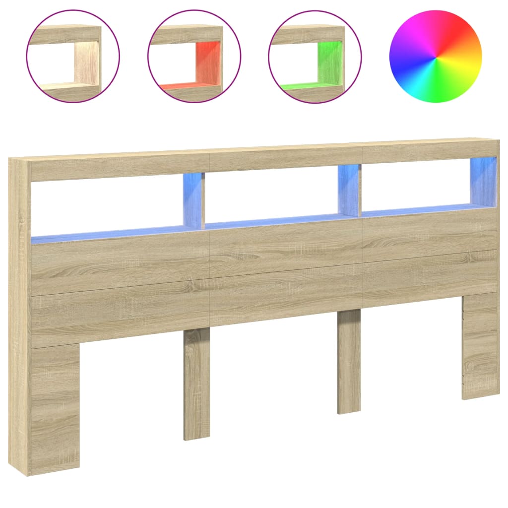 Armoire tête de lit avec LED chêne sonoma 200x17x102 cm - XIOS