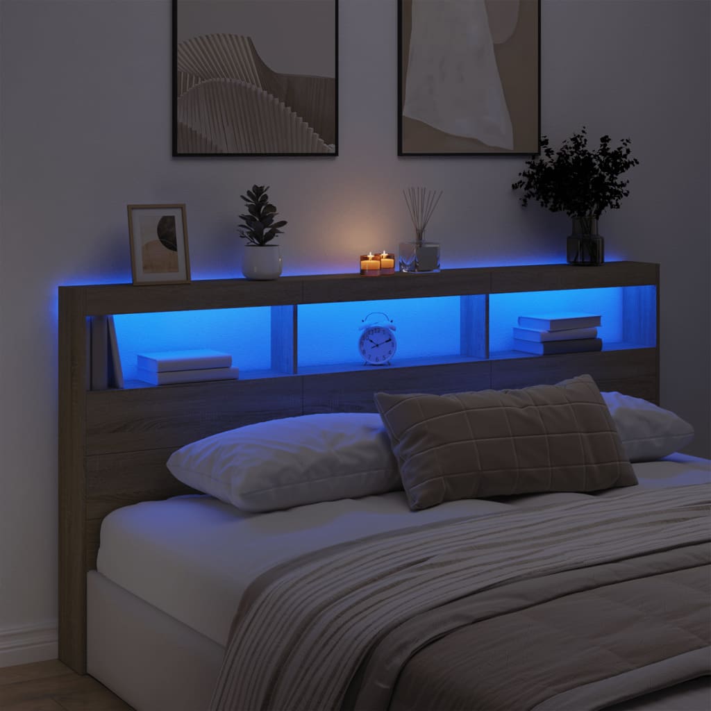 Armoire tête de lit avec LED chêne sonoma 200x17x102 cm - XIOS