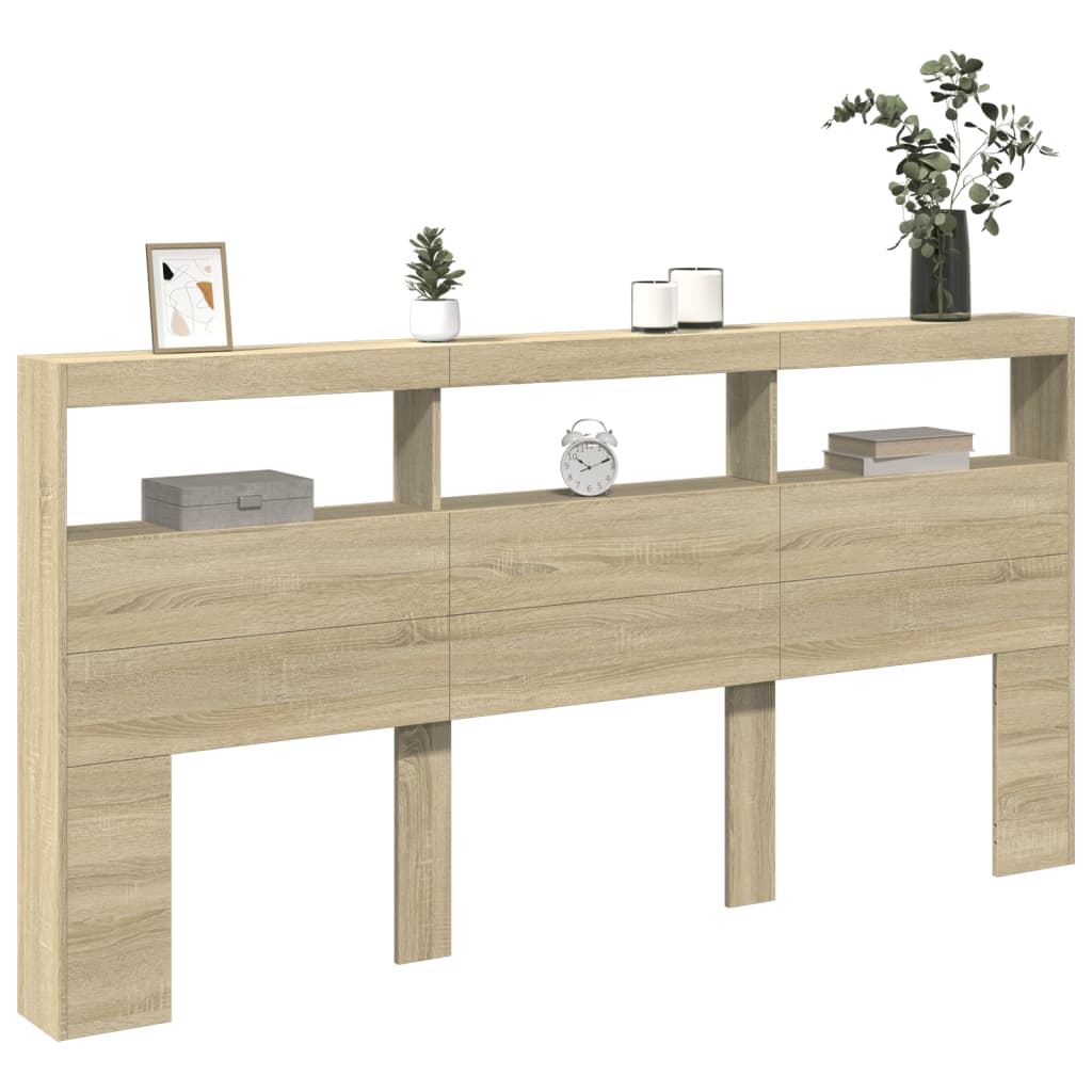 Armoire tête de lit avec LED chêne sonoma 200x17x102 cm - XIOS