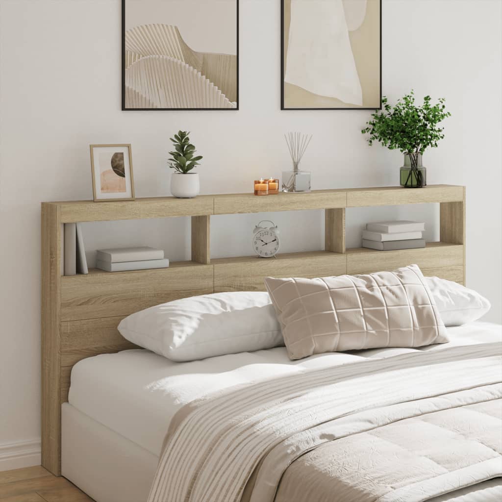 Armoire tête de lit avec LED chêne sonoma 200x17x102 cm - XIOS