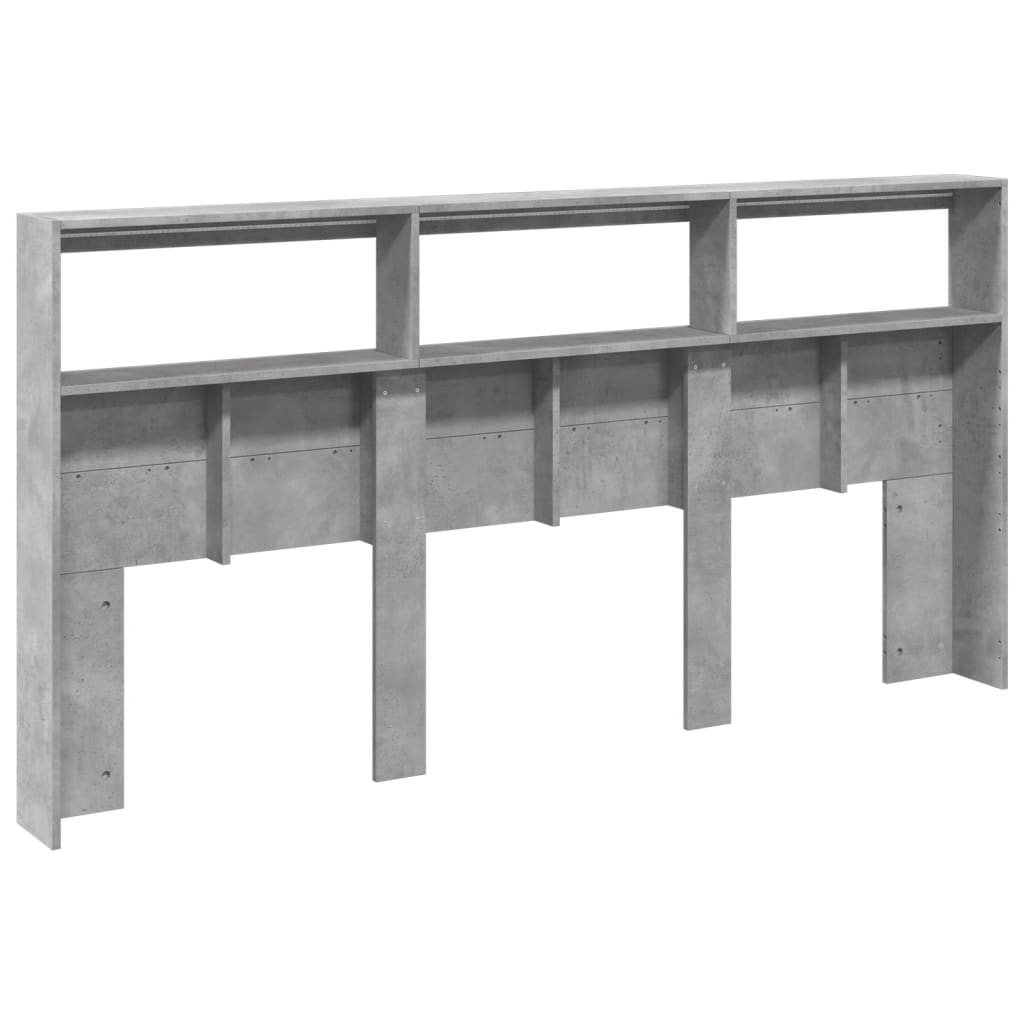 Armoire tête de lit avec LED gris béton 200x17x102 cm - XIOS