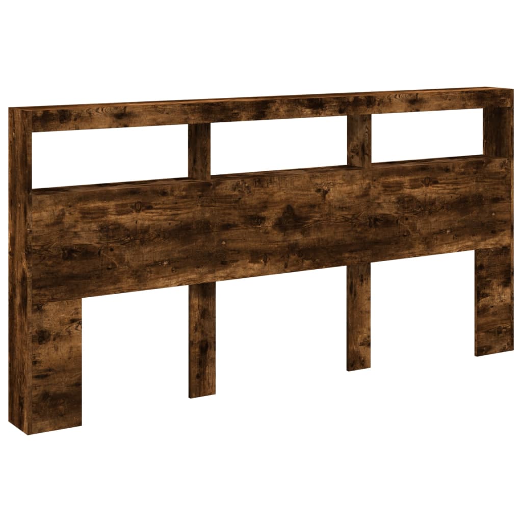 Armoire tête de lit avec LED chêne fumé 200x17x102 cm - XIOS