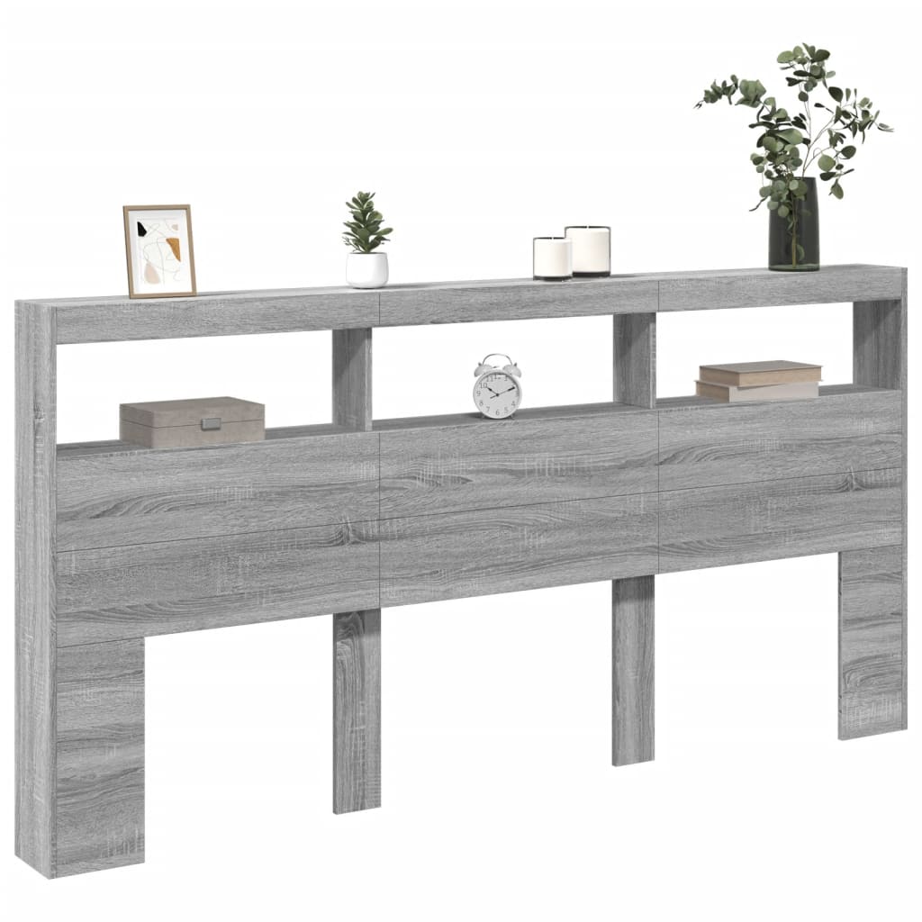 Armoire tête de lit avec LED sonoma gris 200x17x102 cm - XIOS