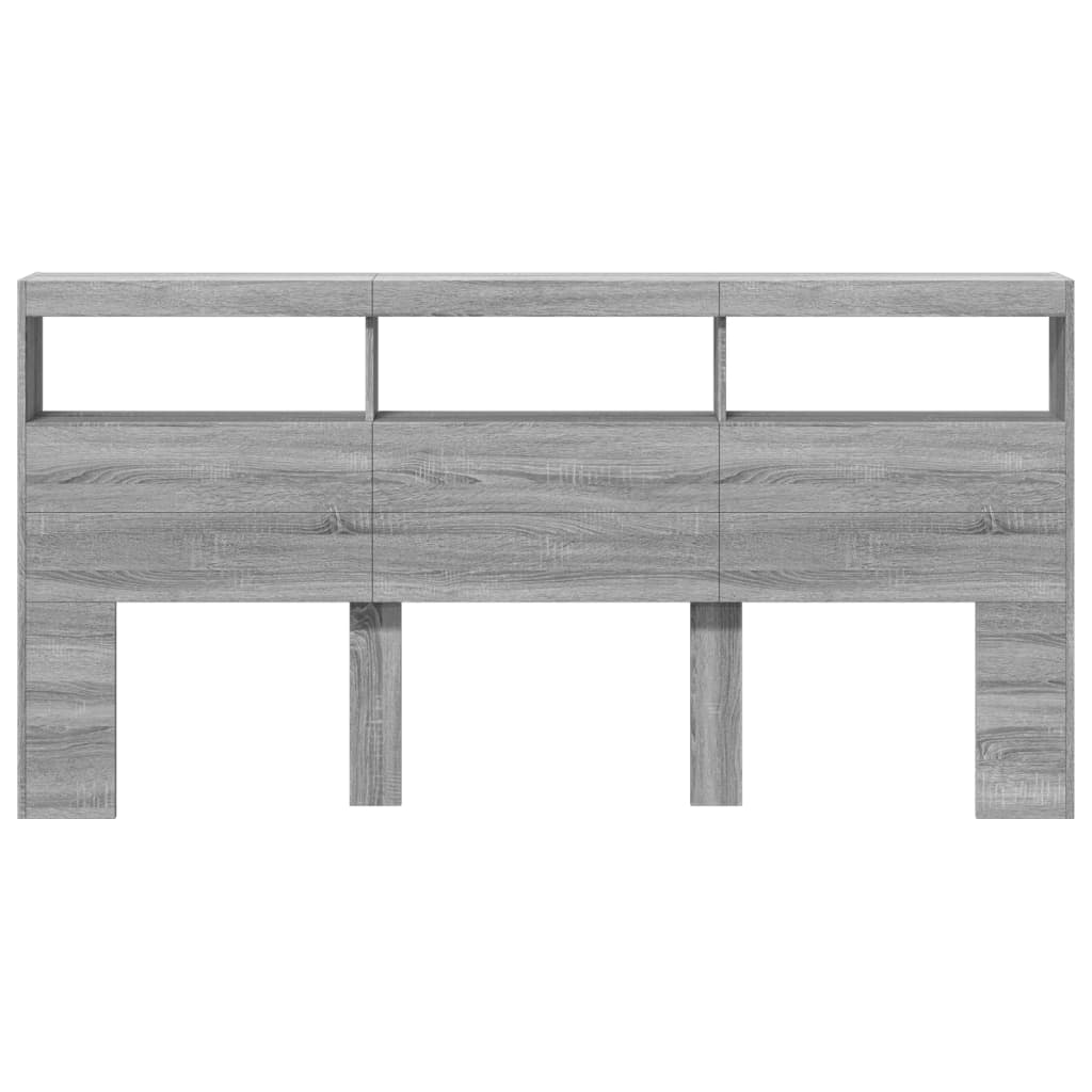 Armoire tête de lit avec LED sonoma gris 200x17x102 cm - XIOS
