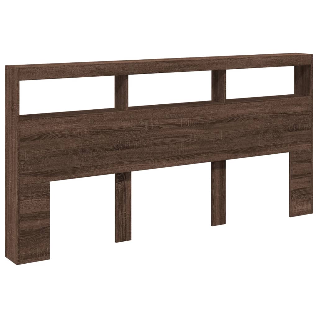 Armoire tête de lit avec LED chêne marron 200x17x102 cm - XIOS
