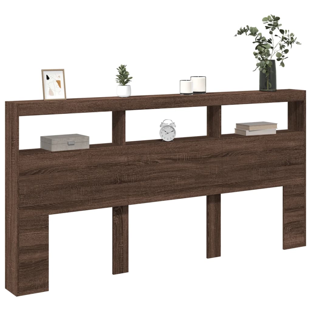 Armoire tête de lit avec LED chêne marron 200x17x102 cm - XIOS