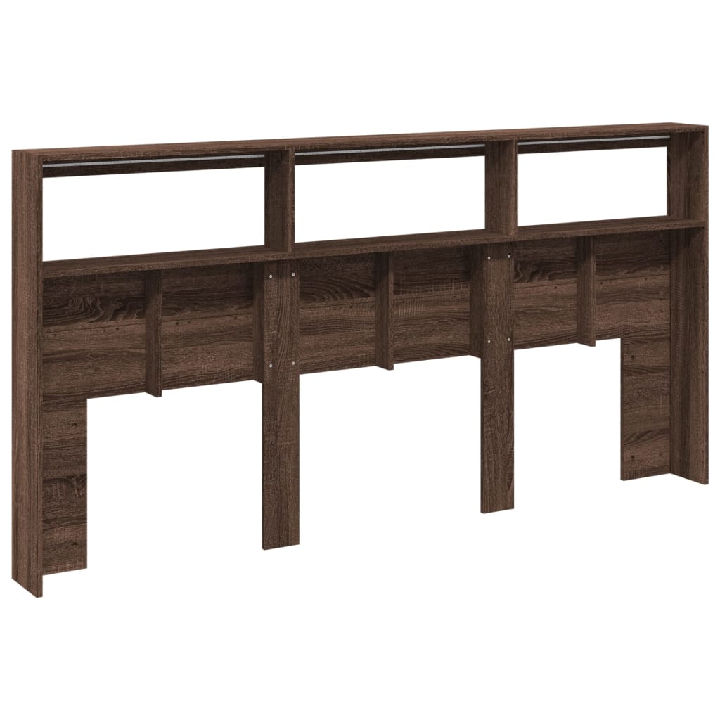 Armoire tête de lit avec LED chêne marron 200x17x102 cm - XIOS