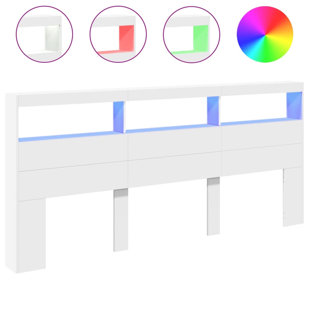 Armoire tête de lit avec LED blanc 220x17x102 cm - XIOS