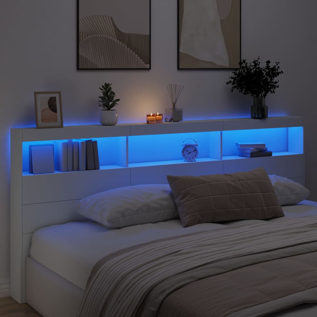 Armoire tête de lit avec LED blanc 220x17x102 cm - XIOS