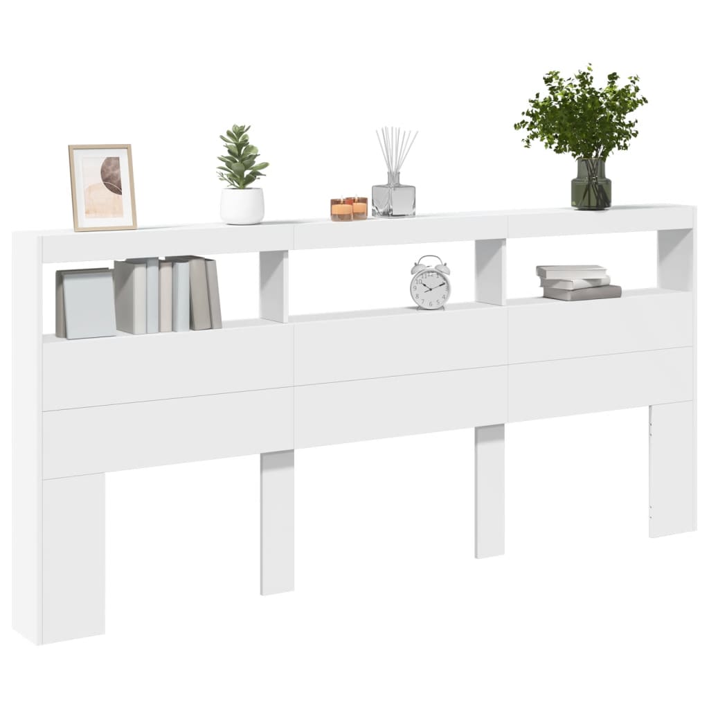 Armoire tête de lit avec LED blanc 220x17x102 cm - XIOS