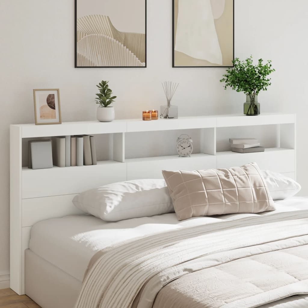 Armoire tête de lit avec LED blanc 220x17x102 cm - XIOS