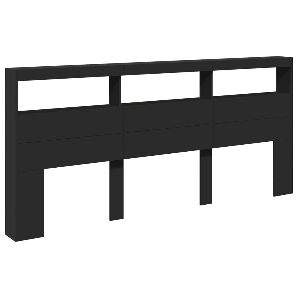 Armoire tête de lit avec LED noir 220x17x102 cm - XIOS