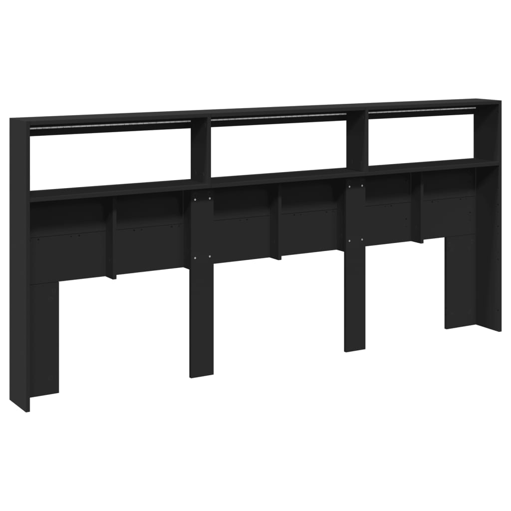 Armoire tête de lit avec LED noir 220x17x102 cm - XIOS