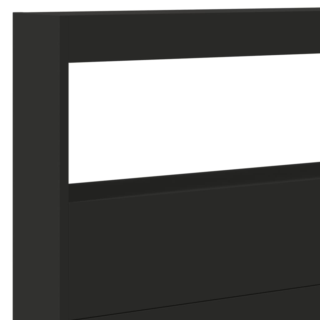 Armoire tête de lit avec LED noir 220x17x102 cm - XIOS