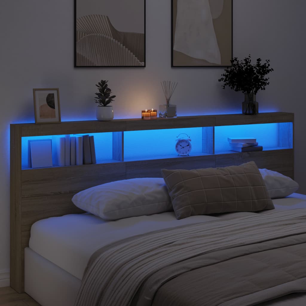 Armoire tête de lit avec LED chêne sonoma 220x17x102 cm - XIOS