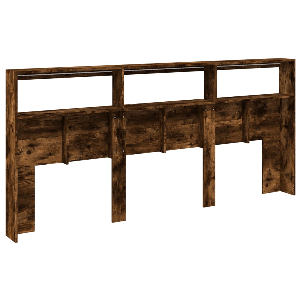 Armoire tête de lit avec LED chêne fumé 220x17x102 cm - XIOS