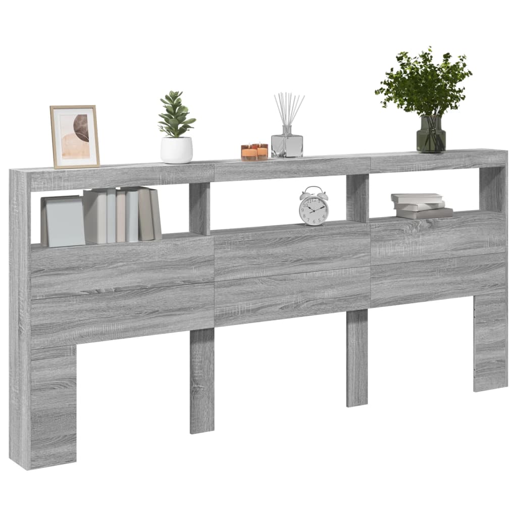 Armoire tête de lit avec LED sonoma gris 220x17x102 cm - XIOS