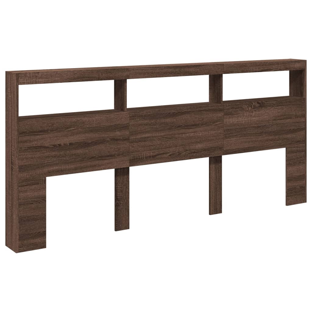 Armoire tête de lit avec LED chêne marron 220x17x102 cm - XIOS