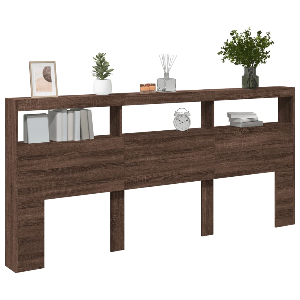 Armoire tête de lit avec LED chêne marron 220x17x102 cm - XIOS
